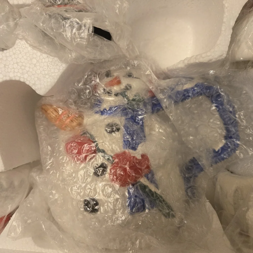 Department 56 Christmas‎ Tea “Snowflake the Snowman” Teapot Set EUC  Adorable